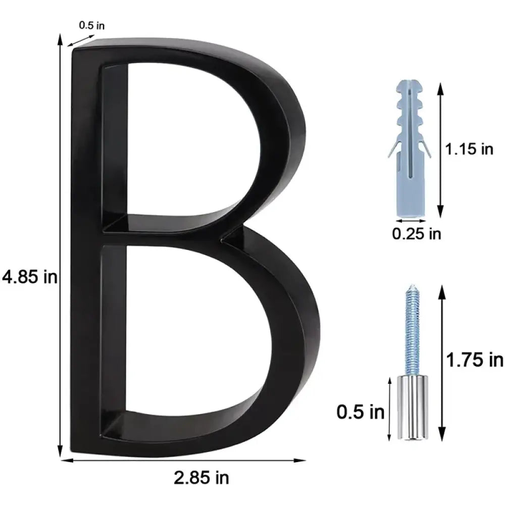 125mm 3D Black Zinc House Numbers – Arabic Numerals with Floating Doorplate Holder B / 125MM Brass Letters