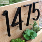 125mm 3D Black Zinc House Numbers – Arabic Numerals with Floating Doorplate Holder Brass Letters