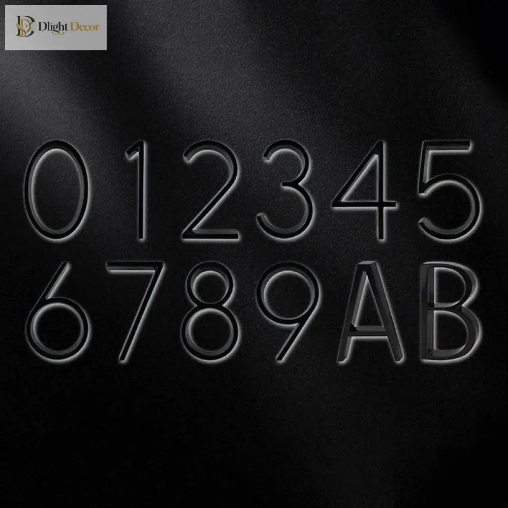 125mm 3D Black Zinc House Numbers – Arabic Numerals with Floating Doorplate Holder Brass Letters