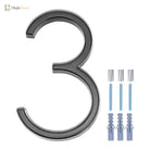 125mm 3D Black Zinc House Numbers – Arabic Numerals with Floating Doorplate Holder Brass Letters