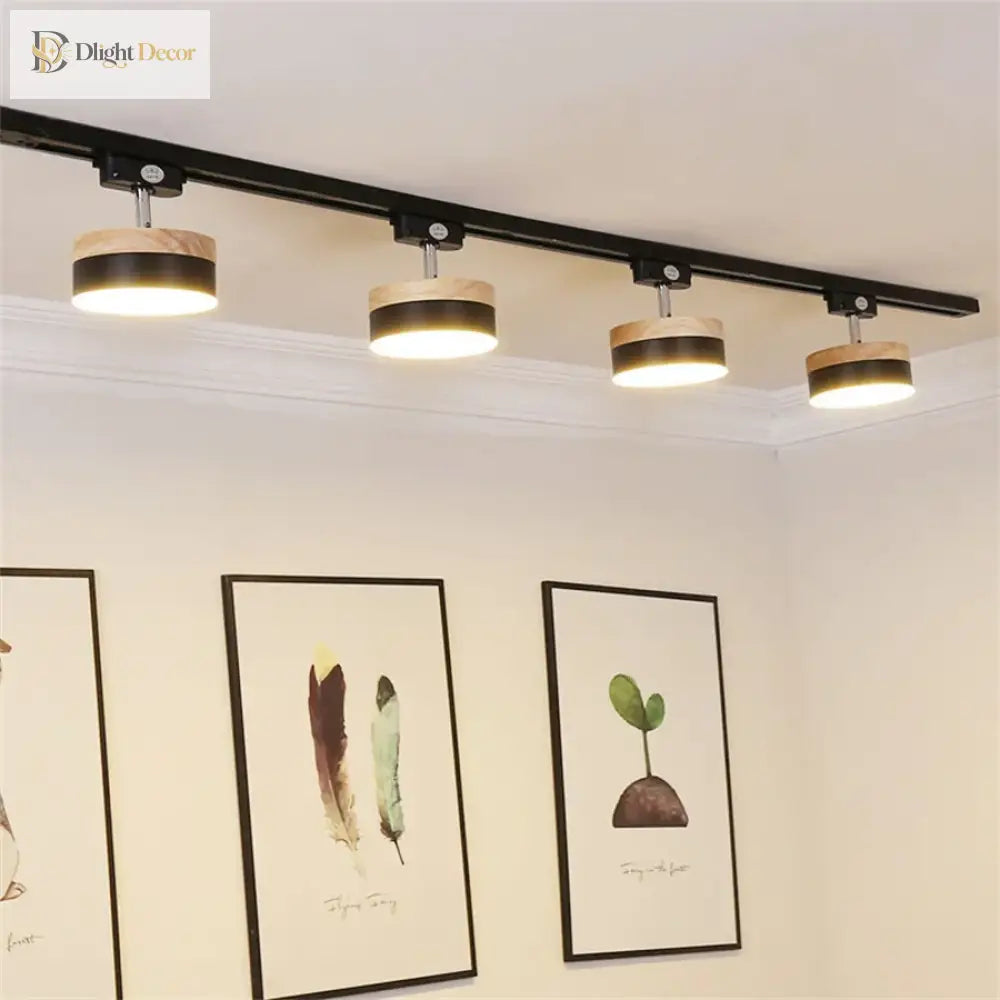 12W Nordic Wooden LED Track Light - COB Ceiling Spotlight for Home and Store Decor ceiling light