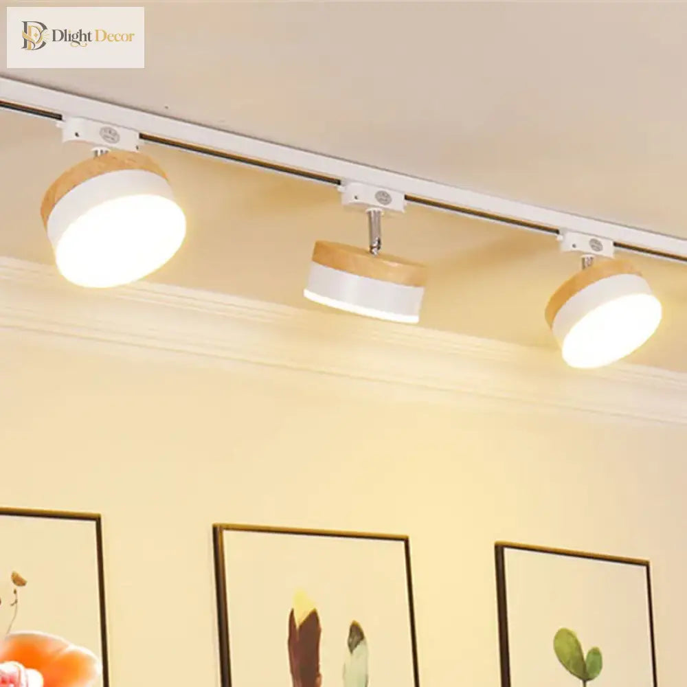 12W Nordic Wooden LED Track Light - COB Ceiling Spotlight for Home and Store Decor ceiling light