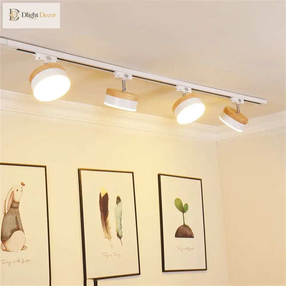 12W Nordic Wooden LED Track Light - COB Ceiling Spotlight for Home and Store Decor ceiling light