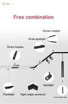 LED Magnetic Folding Spotlight Track Light Industrial Fashion Decor Lamp No Main Light Modern Design Popular Cool