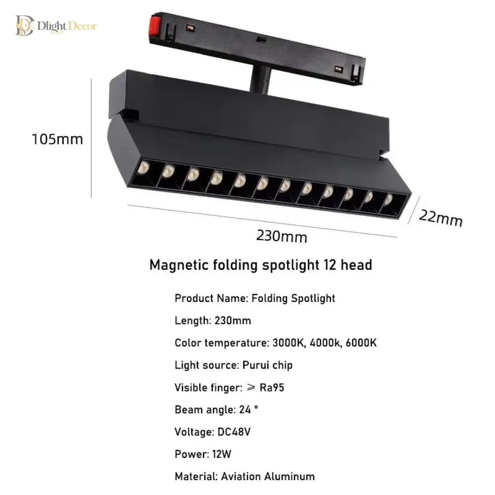 LED Magnetic Folding Spotlight Track Light Industrial Fashion Decor Lamp No Main Light Modern Design Popular Cool