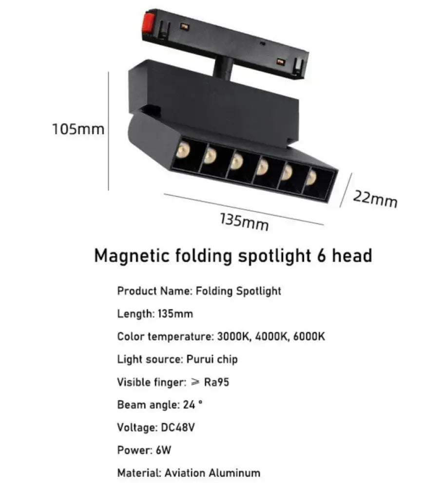 LED Magnetic Folding Spotlight Track Light Industrial Fashion Decor Lamp No Main Light Modern Design Popular Cool