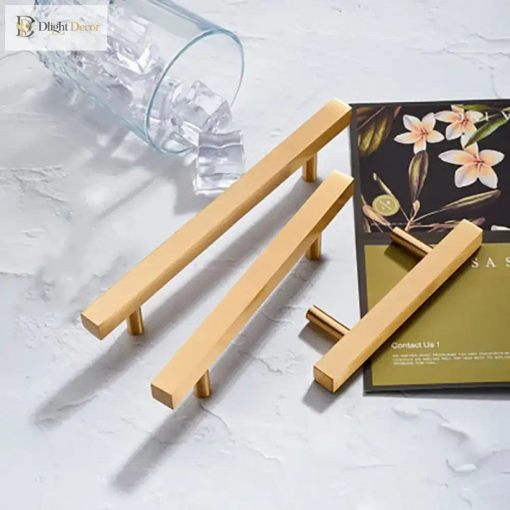 12x12mm Brass Wardrobe Handles – Modern Square Cabinet Pulls for Drawers and Dressers (50mm-380mm) Handles
