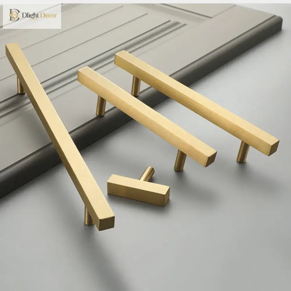 12x12mm Brass Wardrobe Handles – Modern Square Cabinet Pulls for Drawers and Dressers (50mm-380mm) Handles