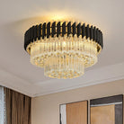 Celeste’s Cascading Crystals: Modern Black Flush Mount Ceiling Light Chandelier
