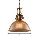 Edison’s Industrial Embrace: Brass Bowl Pendant Lamp With Ribbed Glass