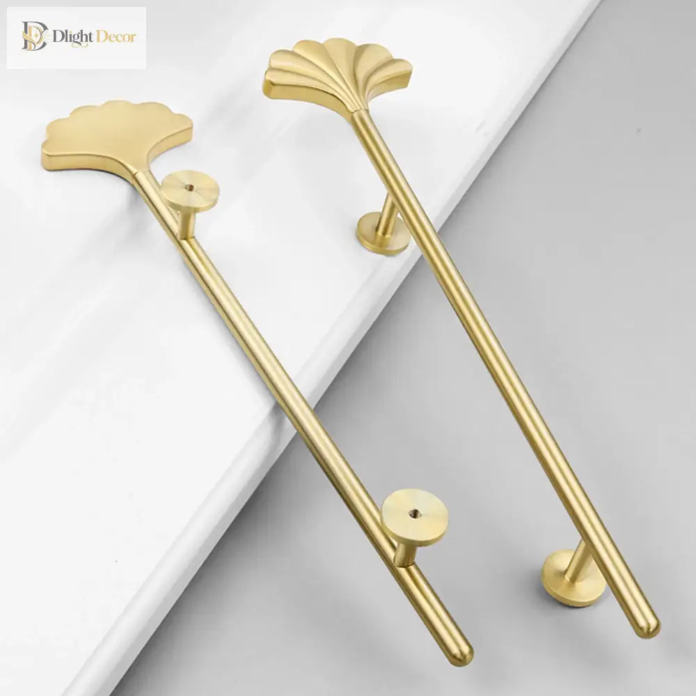 1PC Solid Brass Ginkgo Leaf Handle – Elegant Gold Furniture Knob for Cabinets Wardrobes and Cupboards 1 pc / CHINA