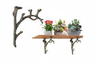 2-pack decorative iron tree-branch shelf brackets, dark bronze finish, curved arms