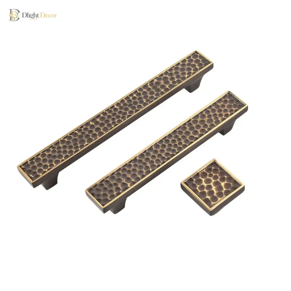24K Gold and Hammered Brass Furniture Handles – Textured Cabinet Knobs and Pulls in Antique Silver and Old-Silver