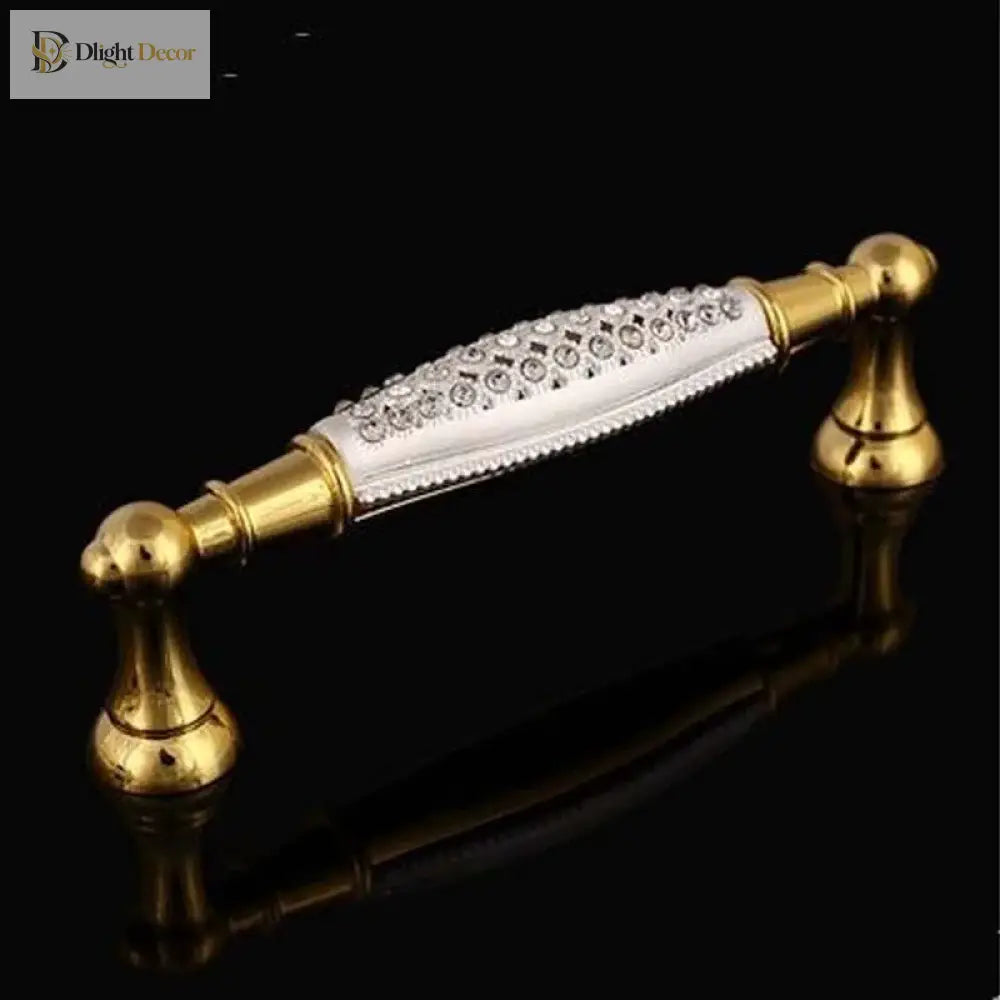 Deluxe 24K Gold Furniture Handle with K9 Crystal – Elegant Drawer Pull for Cabinets and Wardrobes (96mm) Handles