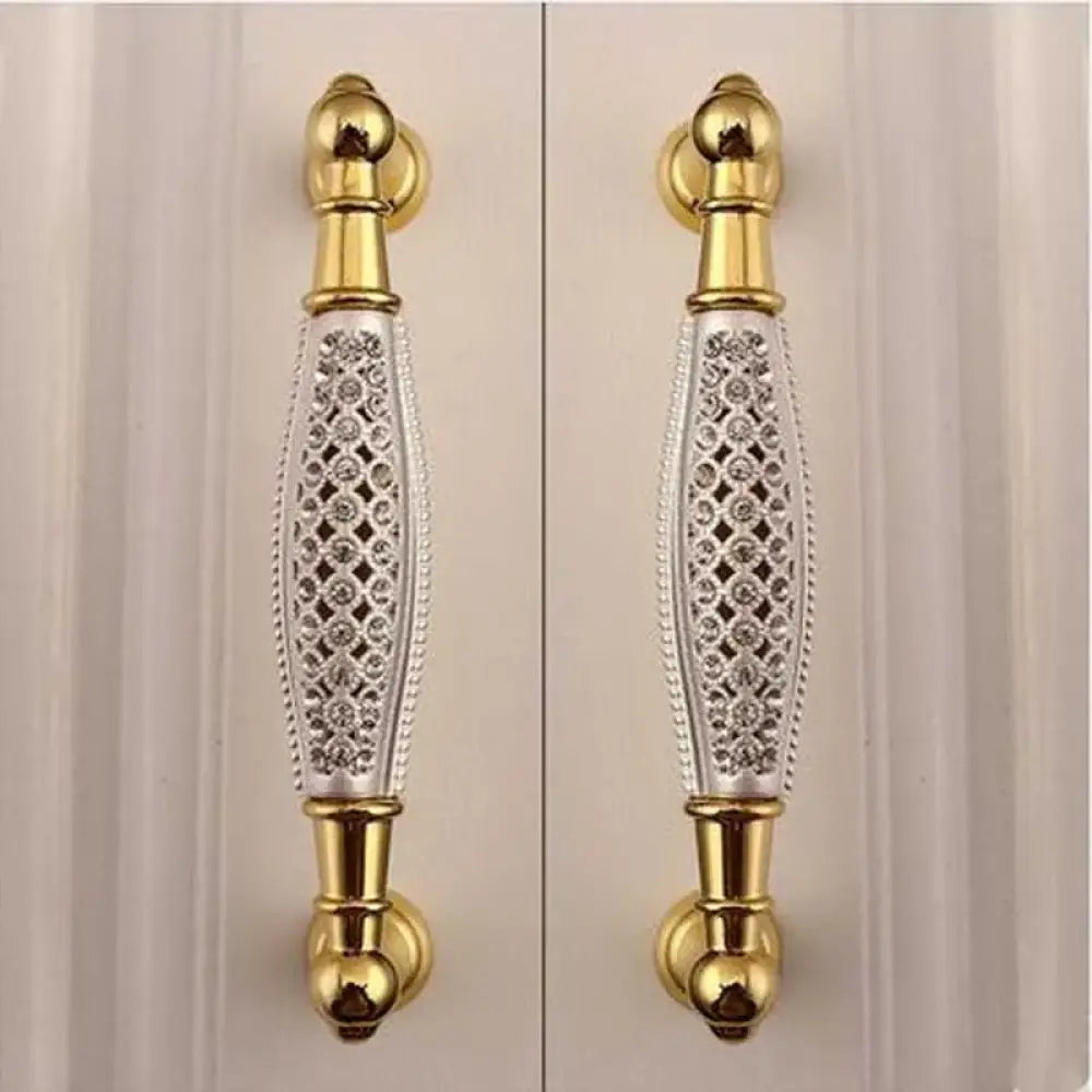 Deluxe 24K Gold Furniture Handle with K9 Crystal – Elegant Drawer Pull for Cabinets and Wardrobes (96mm) Handles