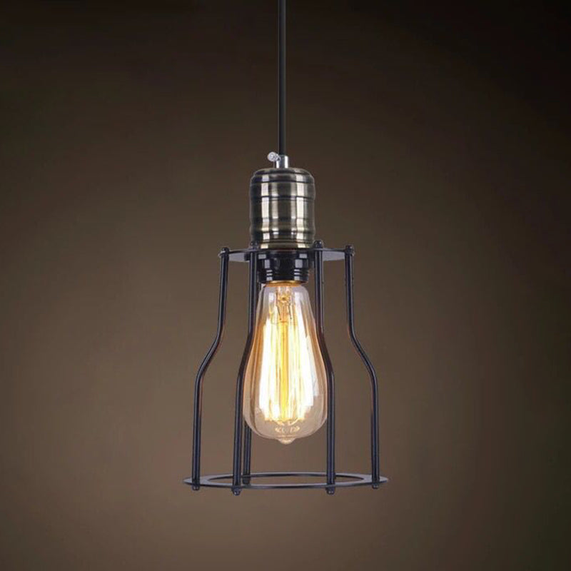 Catherine - Adjustable Industrial Pendant Light With Metal Cage (Various Shapes)