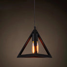 Catherine - Adjustable Industrial Pendant Light With Metal Cage (Various Shapes) Black / Triangle