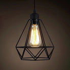 Catherine - Adjustable Industrial Pendant Light With Metal Cage (Various Shapes) Black / Diamond