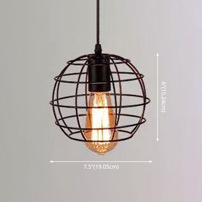 Catherine - Adjustable Industrial Pendant Light With Metal Cage (Various Shapes)