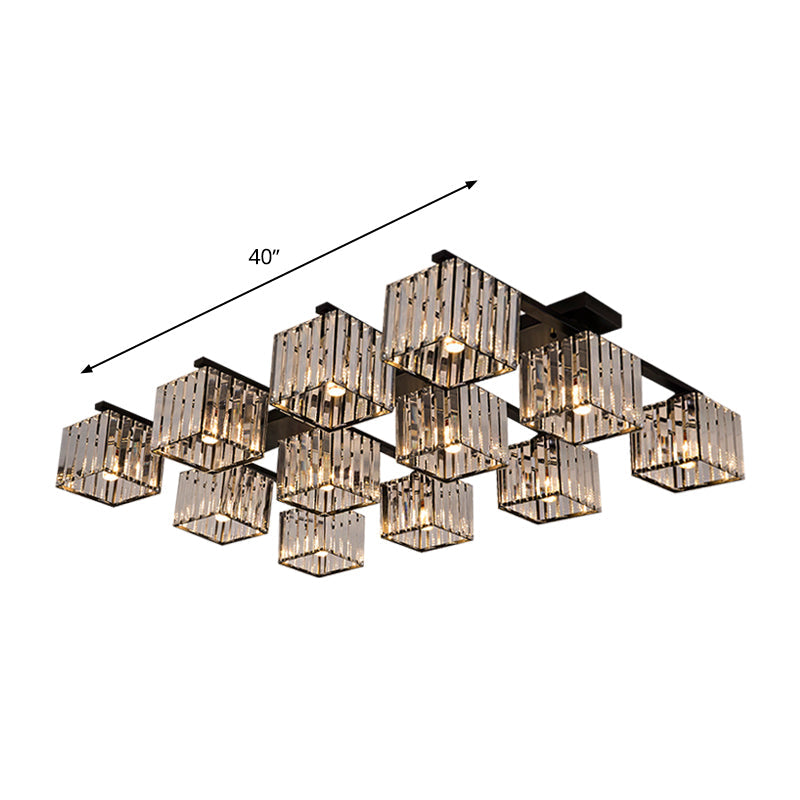 Anya’s Modern Crystal Chandelier - Square Design Ceiling Light