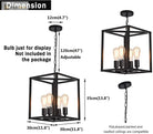Industrial Metal Lantern Chandeliers 4 - Light Adjustable Height Farmhouse Ceiling Rustic Gold