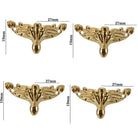 Set of four antique bronze box corner feet with decorative leaf scroll design