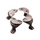 Antique bronze corner feet, four-piece set with decorative pattern and screw holes