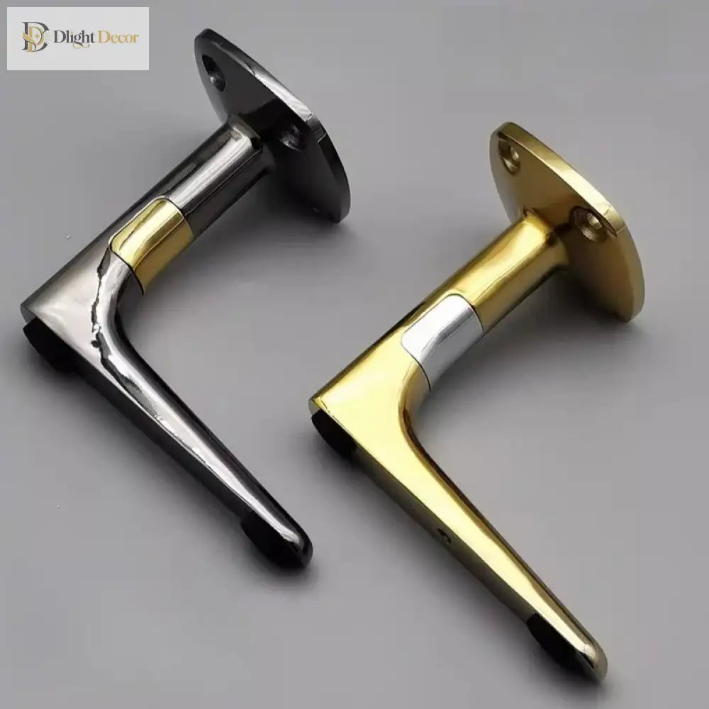 Black and gold aluminum furniture legs with curved base and round mounting plates
