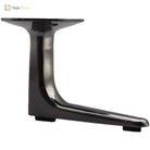Black aluminum furniture leg with round top plate and curved support arm