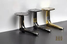 Gunmetal black and gold aluminum furniture leg with round top plate and mounting holes