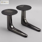 Gunmetal black aluminum furniture legs with round top plates and glossy curved bases