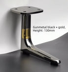 Gunmetal black and gold aluminum furniture leg with round top plate, height 130mm