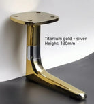 Titanium gold and silver aluminum furniture leg with round top plate, height 130mm