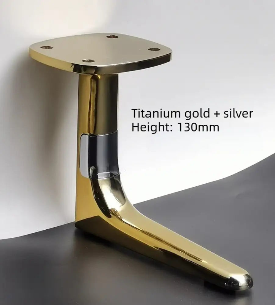 Titanium gold and silver aluminum furniture leg with round top plate, height 130mm