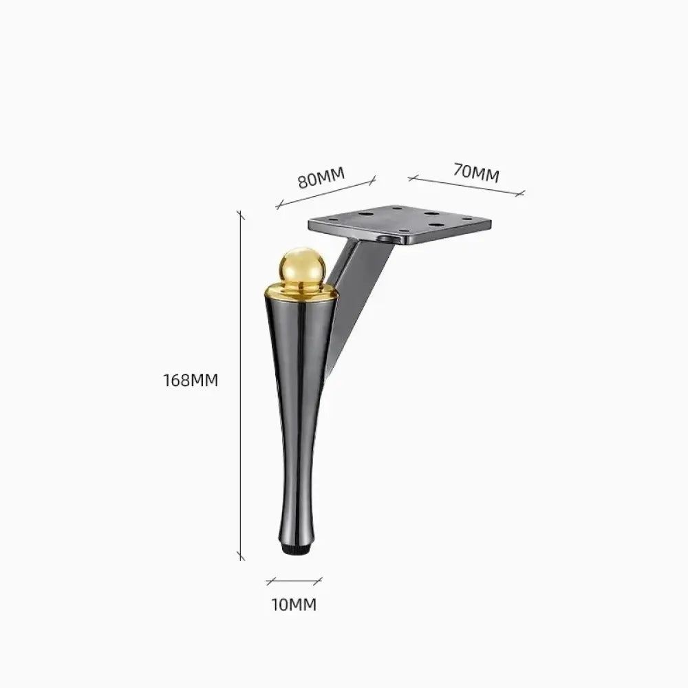 Two-tone furniture leg dimension diagram, square plate, gold top and dark base