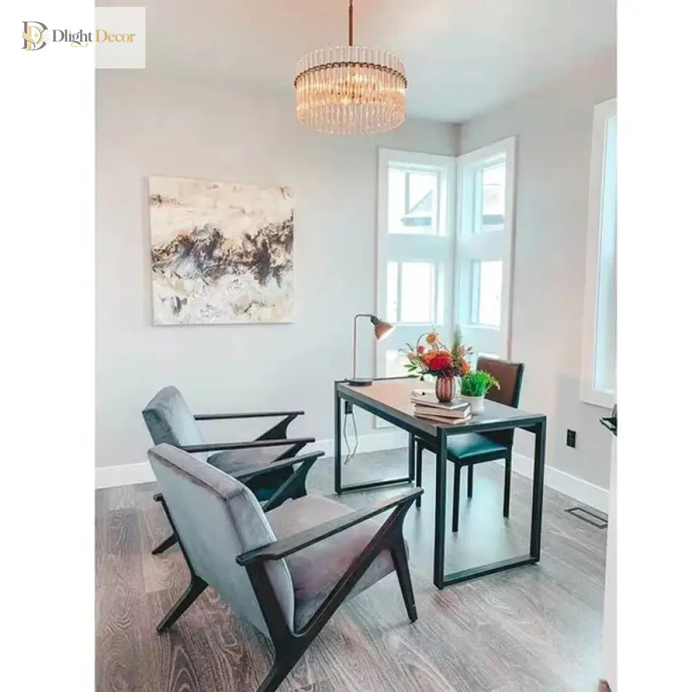 Contemporary 5 - Light Brushed Brass Finish Crystal Glass Chandelier - Illuminate Your Space With
