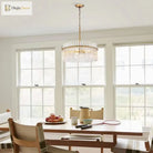 Contemporary 5 - Light Brushed Brass Finish Crystal Glass Chandelier - Illuminate Your Space With