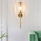 Arthur’s Elegant Embrace: Modern Brass Wall Sconce With Clear Glass Shade Wall Light