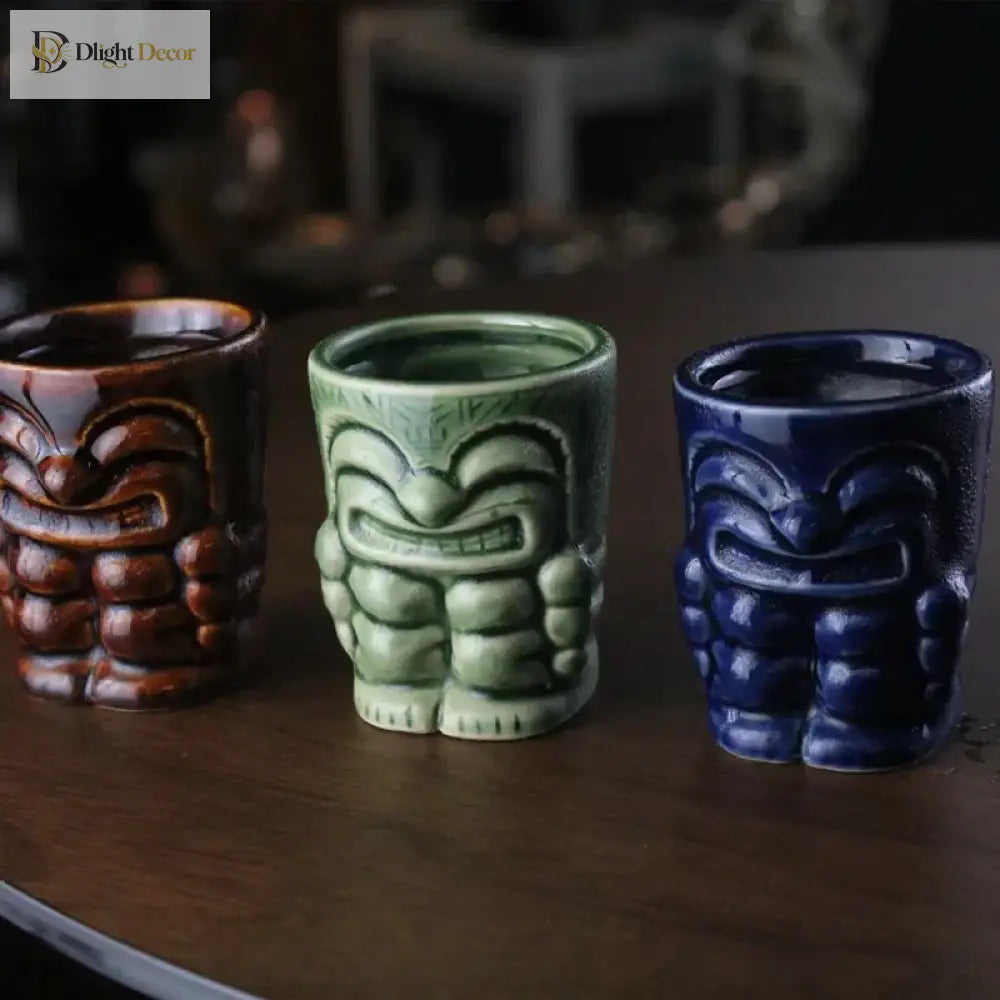 60ml Ceramic Tiki Mug – Hawaiian Cocktail Cup for Home Bars & Parties | Dlight Decor cups