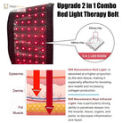 Black red-light therapy belt with dense red LED diodes on the front panel