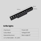 New Magnetic Track Light - Dimmable with Remote Control and 48V LED Ceiling Lamp grille light 12w / Cool white 6000K