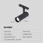 New Magnetic Track Light - Dimmable with Remote Control and 48V LED Ceiling Lamp spotlight 12w / Cool white 6000K