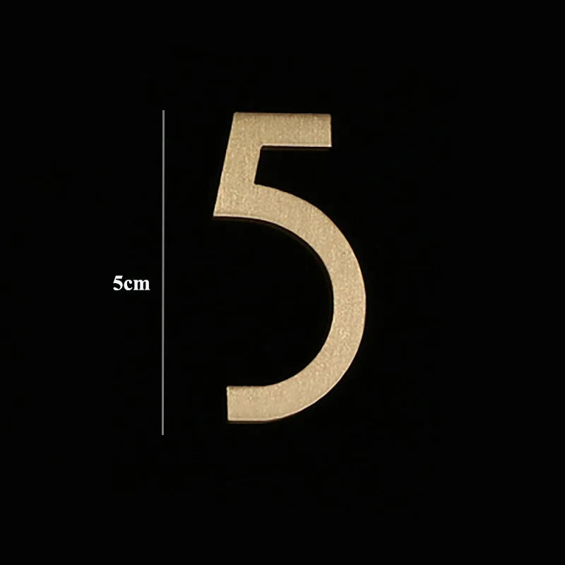 Golden Brass Door Numbers – Custom Decorative Wall Figures for Villas Hotels and Dormitories (5cm/7cm) 5cm 5