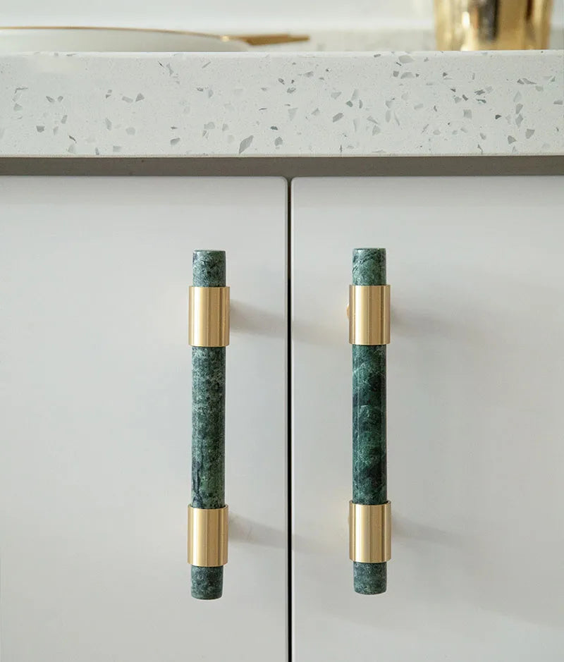 Natural Stone Cabinet Handles – Brass and Marble Wardrobe Knobs for Nordic Furniture Handles