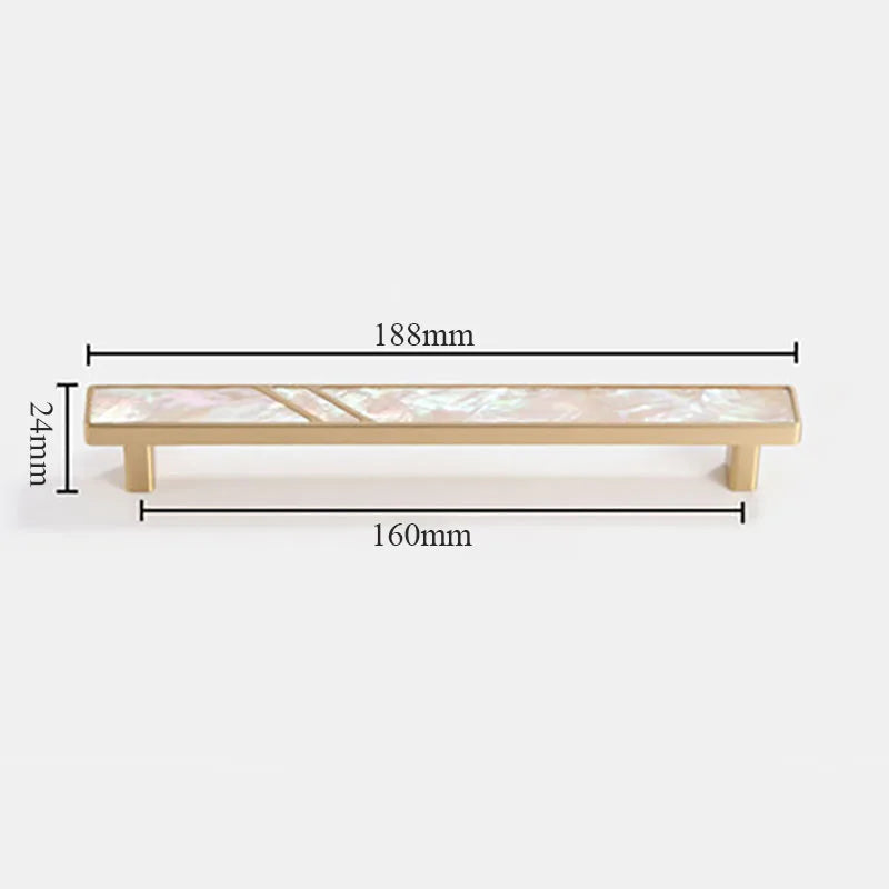 Brass Furniture Handle with Natural Shell – Modern Wardrobe Drawer and Dresser Knobs white 188mm Handles