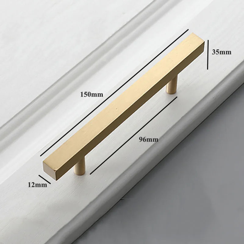 12x12mm Brass Wardrobe Handles – Modern Square Cabinet Pulls for Drawers and Dressers (50mm-380mm) 5.9 inch Handles