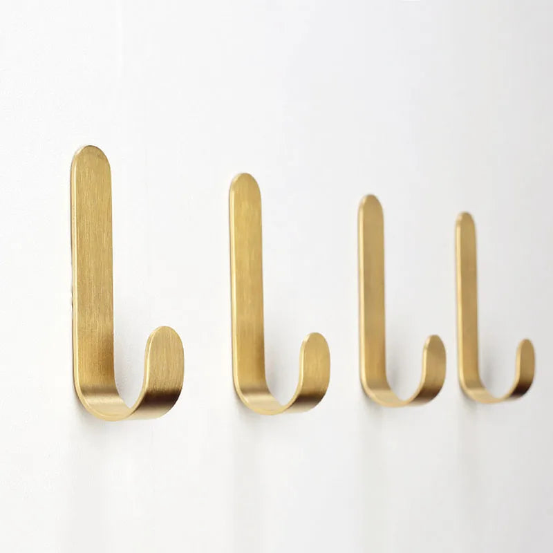 2pcs Brass Wall Hooks – Nail-Free Gold Adhesive Hangers for Towels Bags and Clothes wall Hook