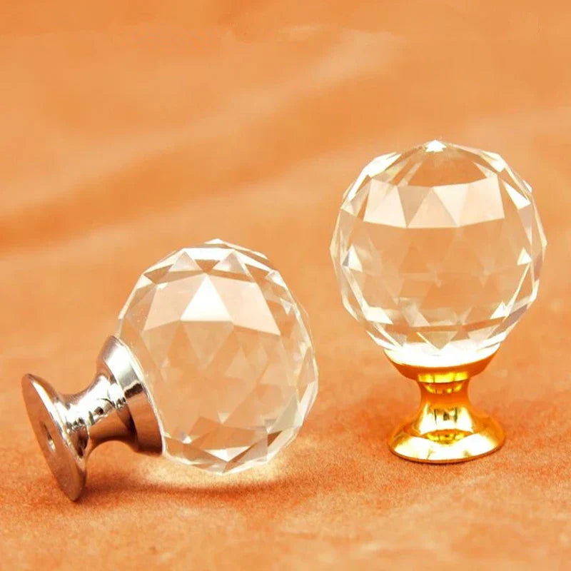 Clear Crystal Cabinet Knobs Chrome & Gold Base Glass Drawer Pulls in Dlight Decor Clear Crystal Cabinet Knobs Chrome & Gold Base Glass Drawer Pulls in Dlight Decor
