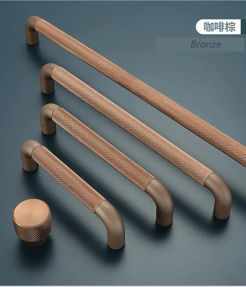 Knurled Brown Aluminum Alloy Handle – Textured European Cabinet and Wardrobe Pulls (320mm) Handles