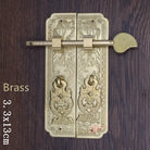 Retro Chinese-Style Antique Copper Brass Shade Carved Door Handles (13cm/16cm) Handles